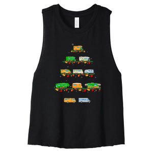 Family Pj Sets Christmas Matching Camping Truck Xmas Tree Women's Racerback Cropped Tank