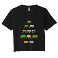 Family Pj Sets Christmas Matching Camping Truck Xmas Tree Women's Crop Top Tee