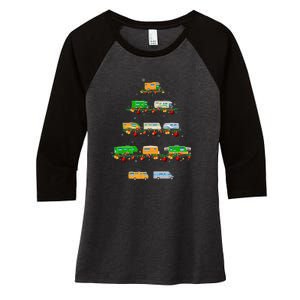 Family Pj Sets Christmas Matching Camping Truck Xmas Tree Women's Tri-Blend 3/4-Sleeve Raglan Shirt