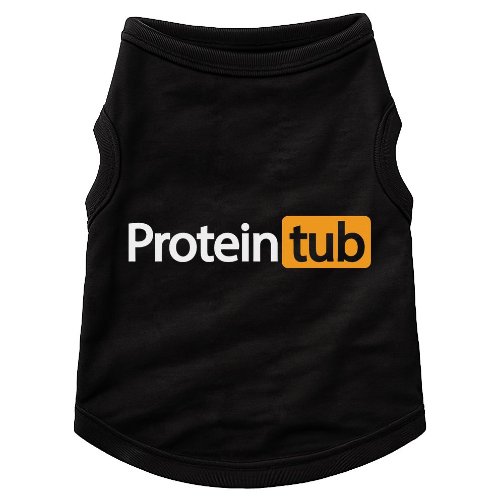 Funny Protein Tub Fun Adult Humor Joke Workout Fitness Gym Doggie Tank