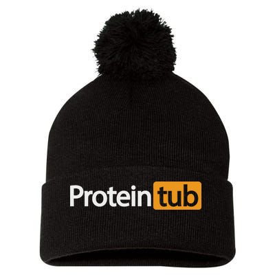 Funny Protein Tub Fun Adult Humor Joke Workout Fitness Gym Pom Pom 12in Knit Beanie