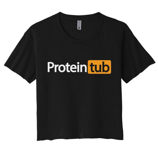 Funny Protein Tub Fun Adult Humor Joke Workout Fitness Gym Crop Top
