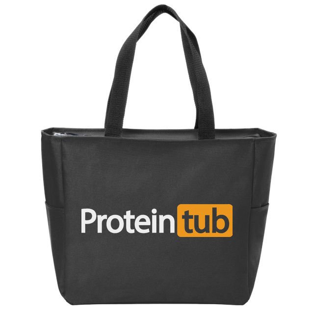 Funny Protein Tub Fun Adult Humor Joke Workout Fitness Gym Zip Tote Bag