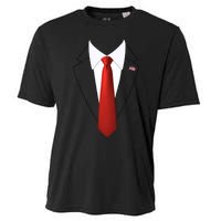 Funny President Trump Suit Lazy Halloween Costume Usa Flag Cooling Performance Crew T-Shirt