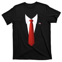 Funny President Trump Suit Lazy Halloween Costume Usa Flag T-Shirt