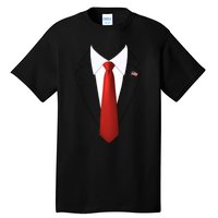 Funny President Trump Suit Lazy Halloween Costume Usa Flag Tall T-Shirt