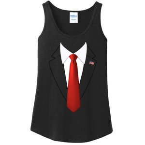 Funny President Trump Suit Lazy Halloween Costume Usa Flag Ladies Essential Tank