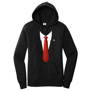 Funny President Trump Suit Lazy Halloween Costume Usa Flag Women's Pullover Hoodie