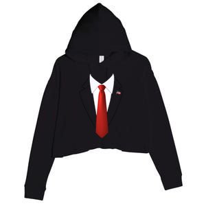 Funny President Trump Suit Lazy Halloween Costume Usa Flag Crop Fleece Hoodie