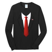 Funny President Trump Suit Lazy Halloween Costume Usa Flag Tall Long Sleeve T-Shirt