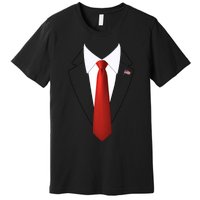 Funny President Trump Suit Lazy Halloween Costume Usa Flag Premium T-Shirt