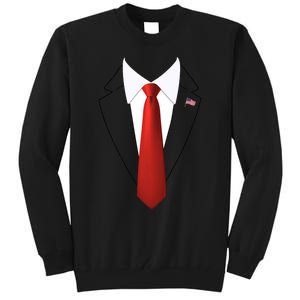 Funny President Trump Suit Lazy Halloween Costume Usa Flag Tall Sweatshirt