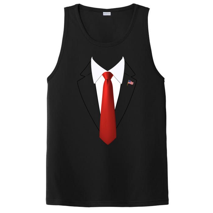 Funny President Trump Suit Lazy Halloween Costume Usa Flag PosiCharge Competitor Tank