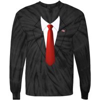 Funny President Trump Suit Lazy Halloween Costume Usa Flag Tie-Dye Long Sleeve Shirt