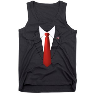 Funny President Trump Suit Lazy Halloween Costume Usa Flag Tank Top