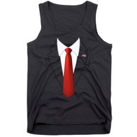 Funny President Trump Suit Lazy Halloween Costume Usa Flag Tank Top