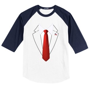 Funny President Trump Suit Lazy Halloween Costume Usa Flag Baseball Sleeve Shirt