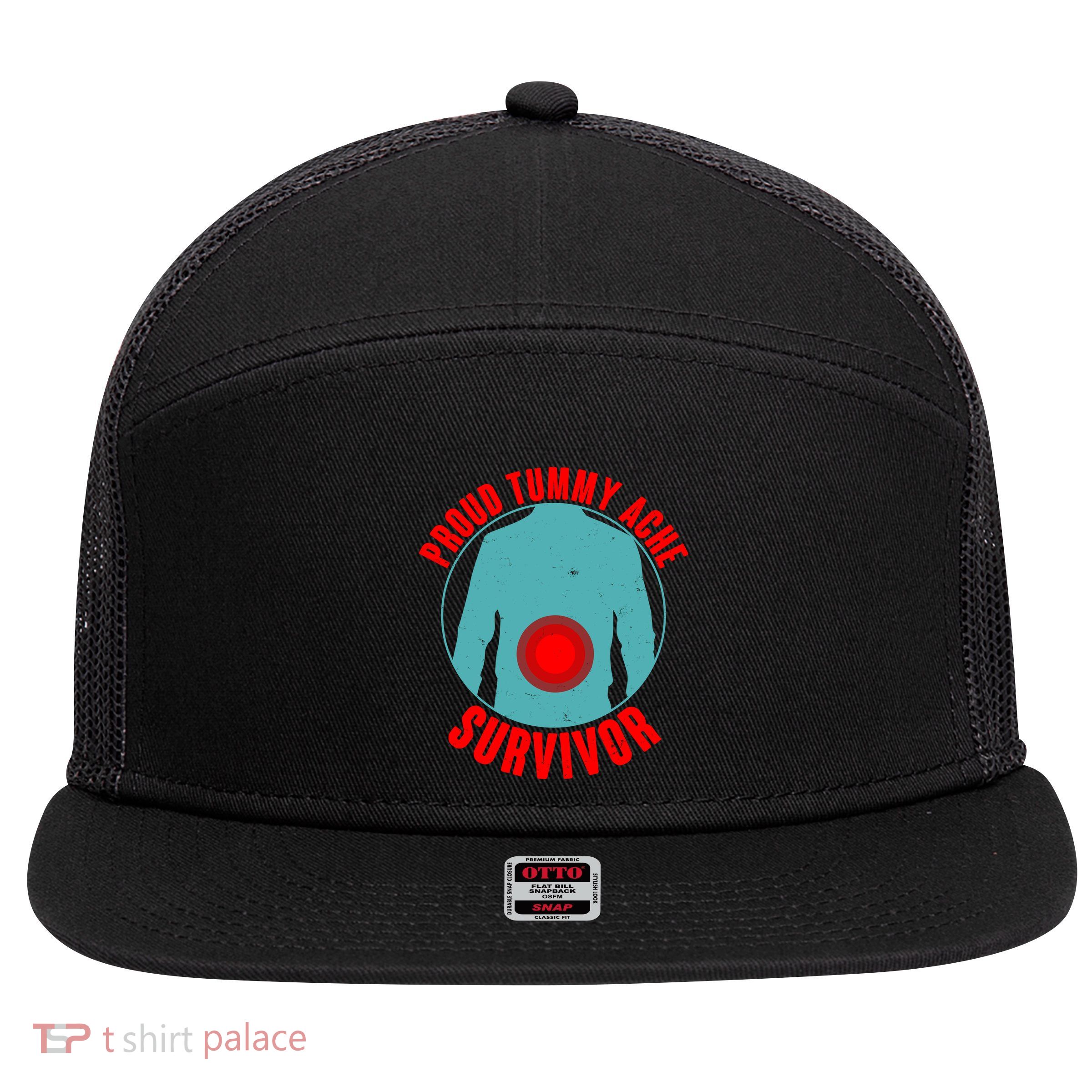 Funny Proud Tummy Ache Survivor 7 Panel Mesh Trucker Snapback Hat