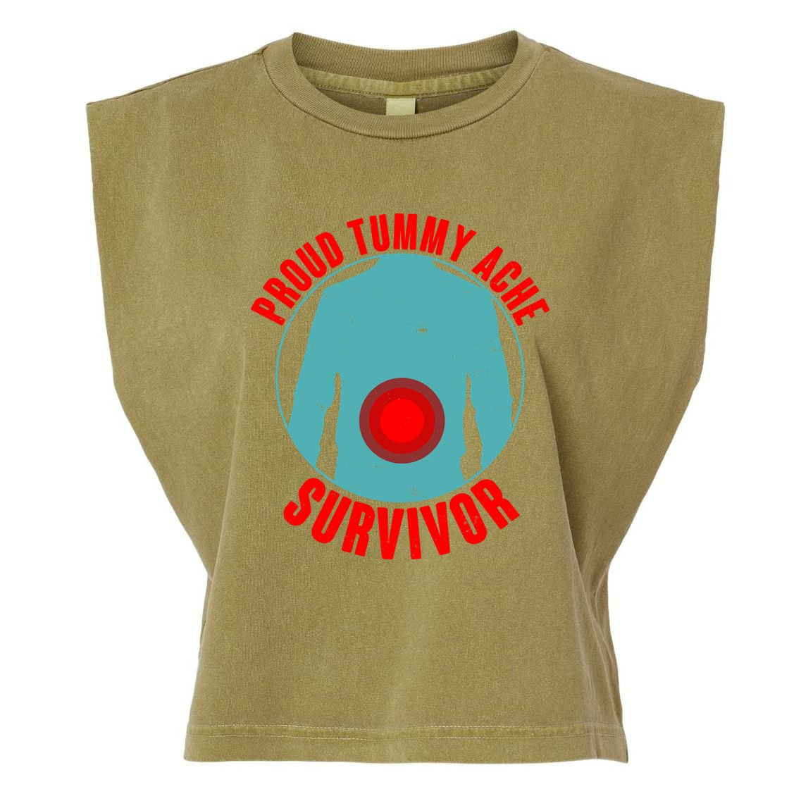 Funny Proud Tummy Ache Survivor Garment-Dyed Women's Muscle Tee