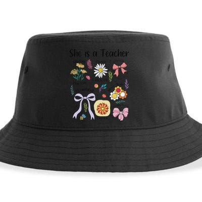 Floral Preppy Teacher Teacher Life Happy Last Day Of School Sustainable Bucket Hat