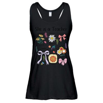 Floral Preppy Teacher Teacher Life Happy Last Day Of School Ladies Essential Flowy Tank