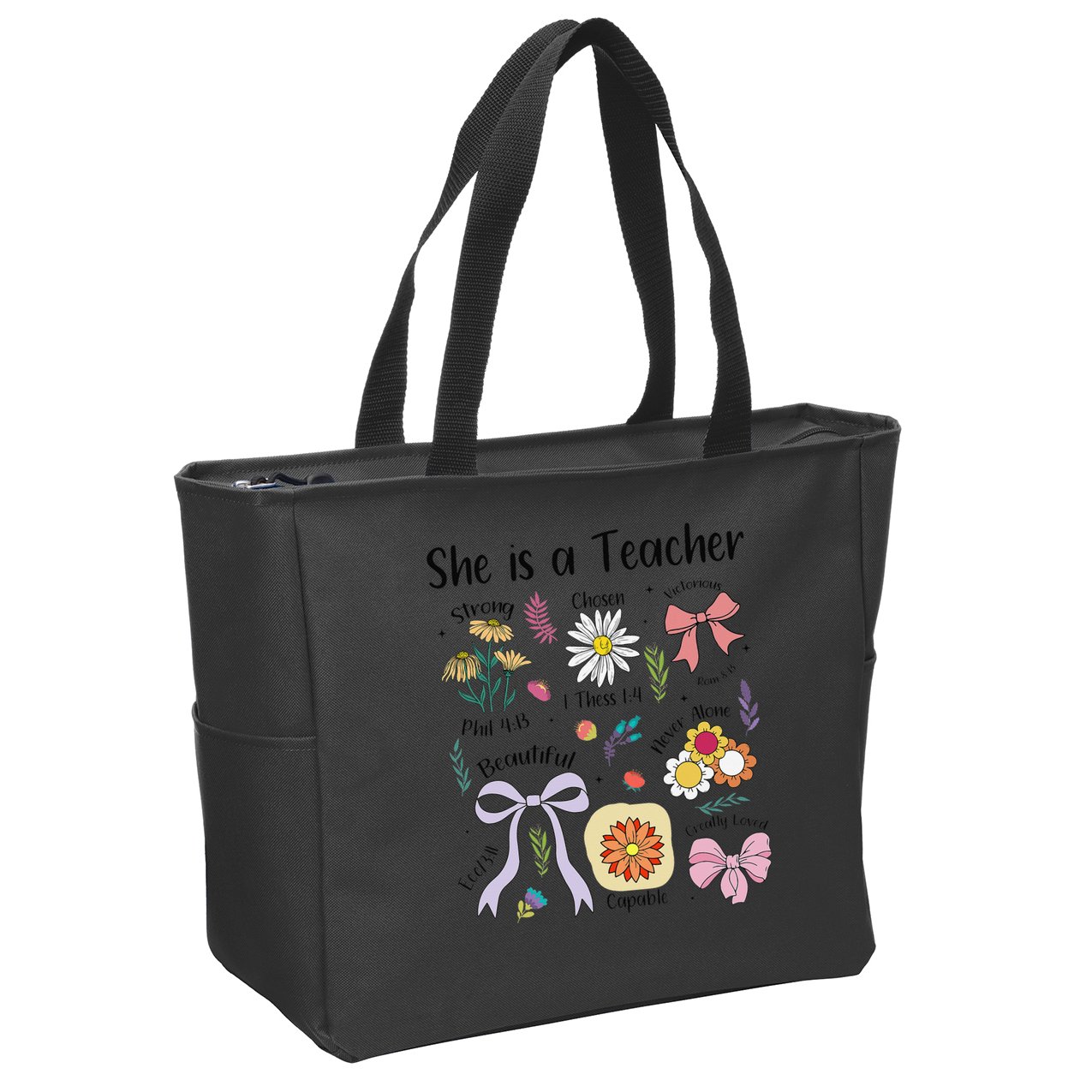 Floral Preppy Teacher Teacher Life Happy Last Day Of School Zip Tote Bag