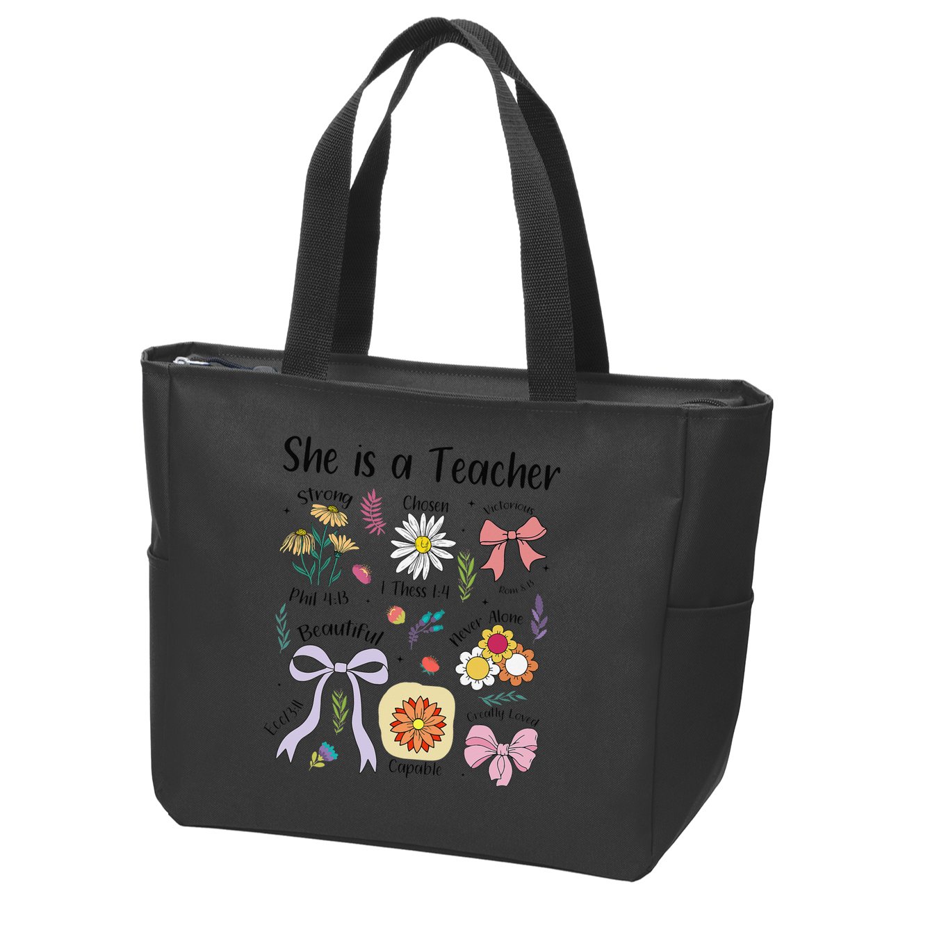 Floral Preppy Teacher Teacher Life Happy Last Day Of School Zip Tote Bag