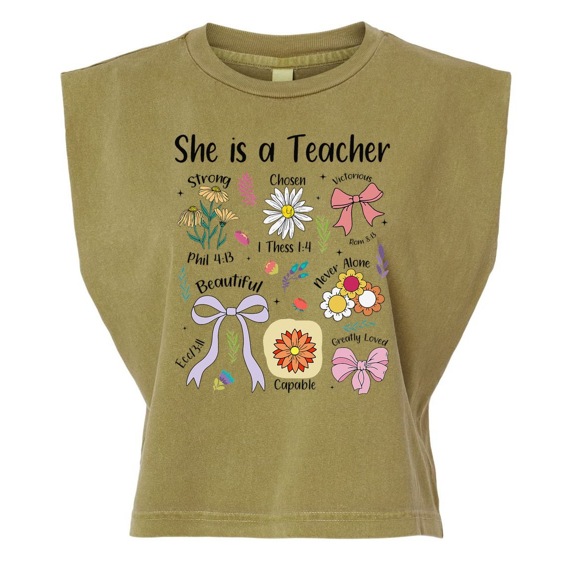 Floral Preppy Teacher Teacher Life Happy Last Day Of School Garment-Dyed Women's Muscle Tee