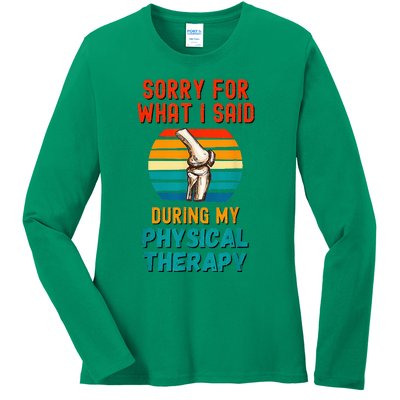 Funny Physical Therapy Surgery Recovery Knee Replacement Ladies Long Sleeve Shirt