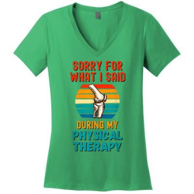 Funny Physical Therapy Surgery Recovery Knee Replacement Women's V-Neck T-Shirt