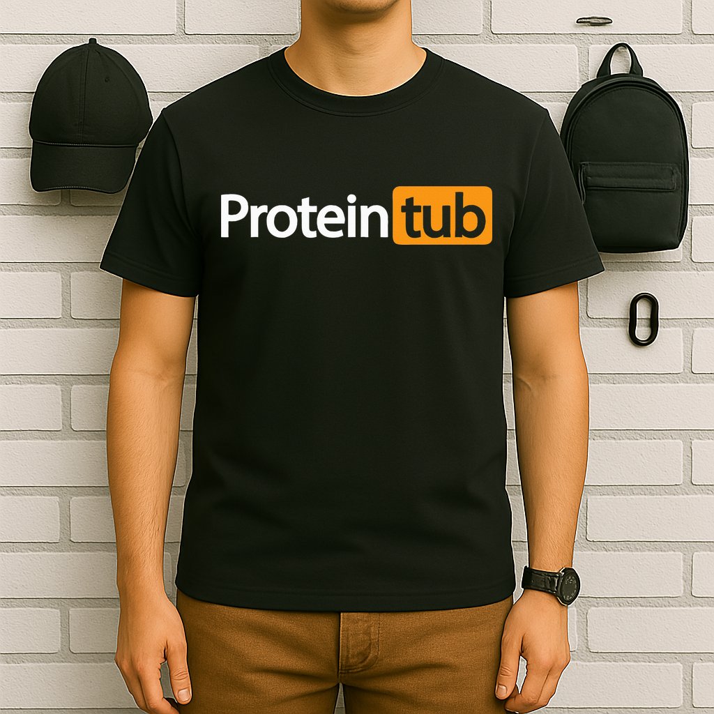 Funny Protein Tub Fun Adult Humor Joke Workout Fitness Gym T-Shirt