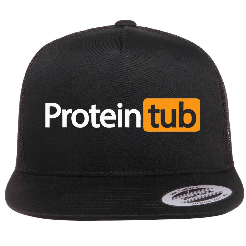 Funny Protein Tub Fun Adult Humor Joke Workout Fitness Gym Flat Bill Trucker Hat
