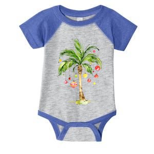 Funny Palm Tropical Hawaii Christmas Palm Tree Lights Pajama Gift Infant Baby Jersey Bodysuit