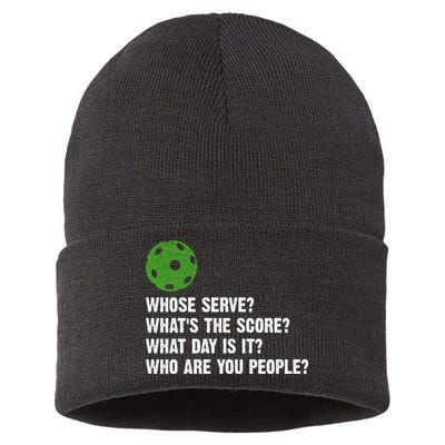 Funny Pickleball Team Whats The Score What Day Is It Who Are You People Sustainable Knit Beanie
