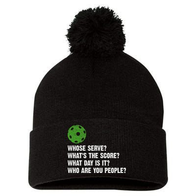 Funny Pickleball Team Whats The Score What Day Is It Who Are You People Pom Pom 12in Knit Beanie