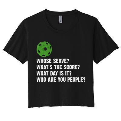 Funny Pickleball Team Whats The Score What Day Is It Who Are You People Crop Top