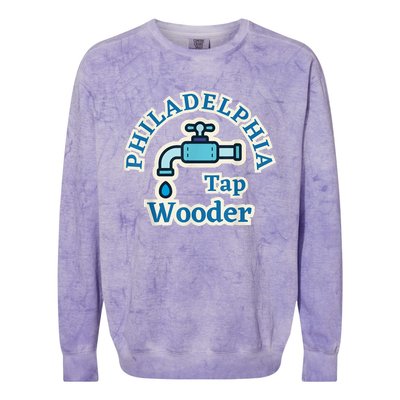 Funny Philadelphia Tap Wooder Water City Hall Parody Colorblast Crewneck Sweatshirt