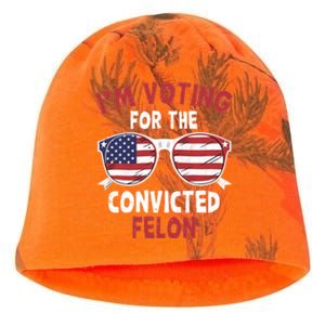 Funny Pro Trump 2024 Gift IM Voting For The Convicted Felon Kati - Camo Knit Beanie