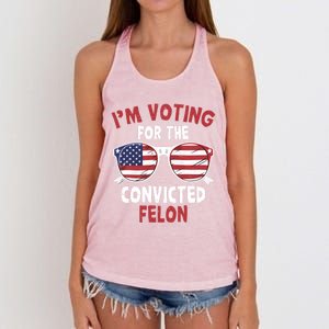 Funny Pro Trump 2024 Gift IM Voting For The Convicted Felon Women's Knotted Racerback Tank