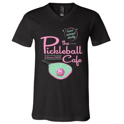 Funny Pickleball - The Pickleball Cafe - Aces Served V-Neck T-Shirt