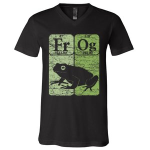 Frog Periodic Table Elements Herpetologist Frog Lover Retro V-Neck T-Shirt