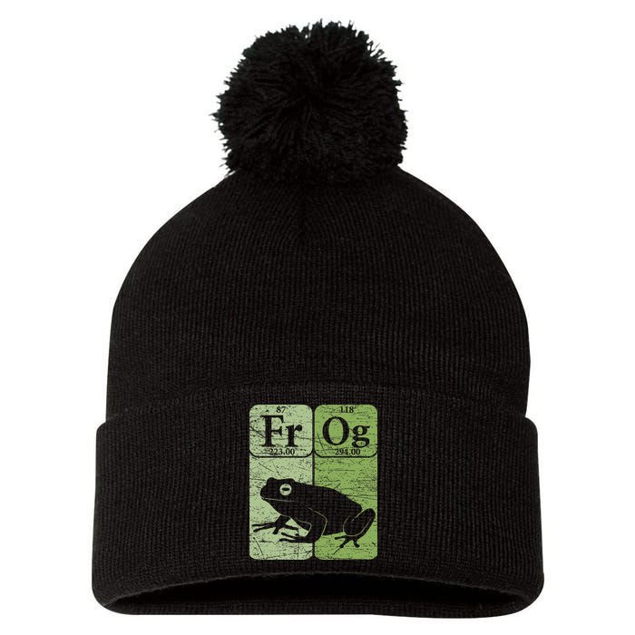 Frog Periodic Table Elements Herpetologist Frog Lover Retro Pom Pom 12in Knit Beanie