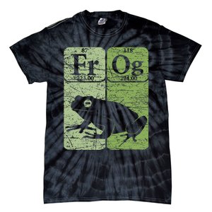 Frog Periodic Table Elements Herpetologist Frog Lover Retro Tie-Dye T-Shirt