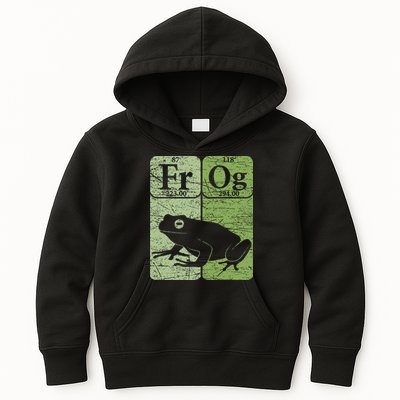 Frog Periodic Table Elements Herpetologist Frog Lover Retro Kids Hoodie