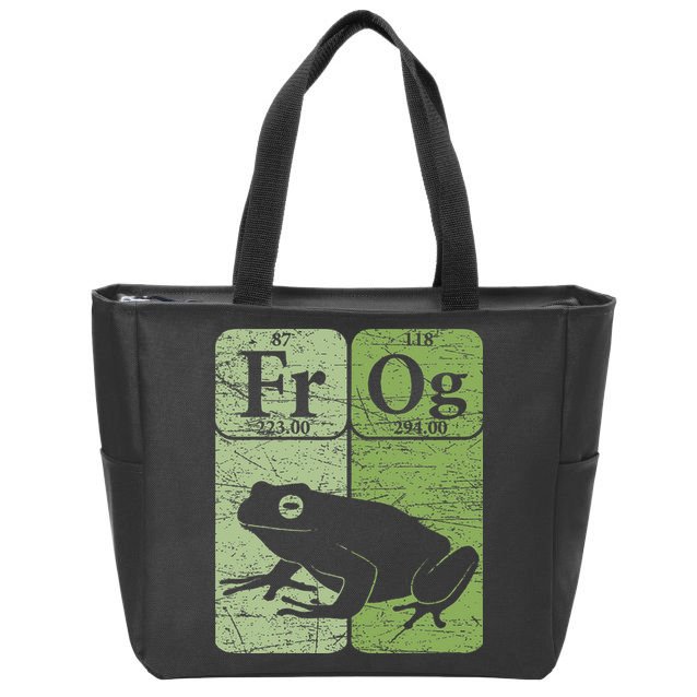 Frog Periodic Table Elements Herpetologist Frog Lover Retro Zip Tote Bag