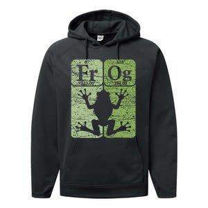 Frog Periodic Table Elements Herpetologist Frog Lover Retro Performance Fleece Hoodie