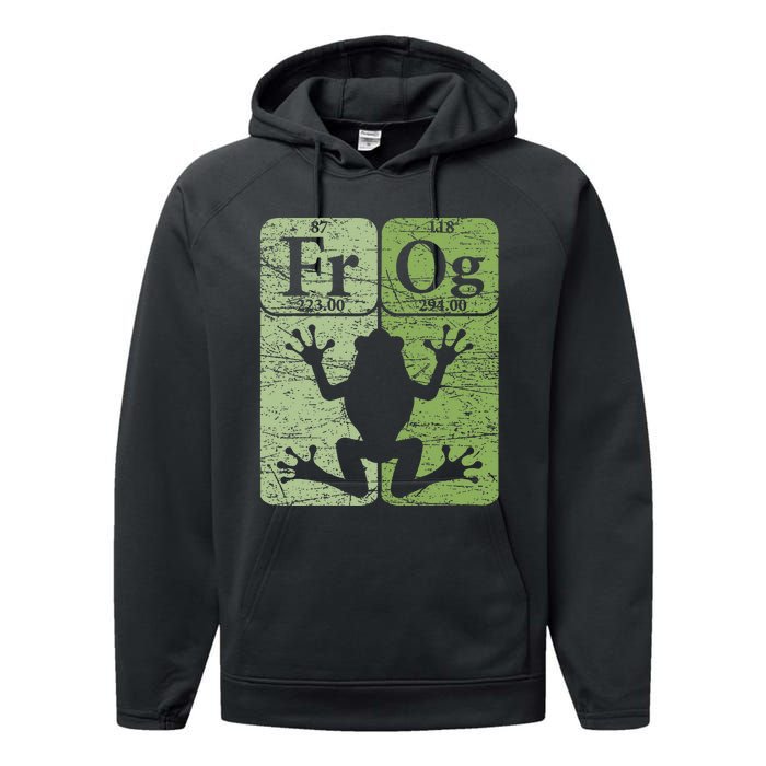 Frog Periodic Table Elements Herpetologist Frog Lover Retro Performance Fleece Hoodie