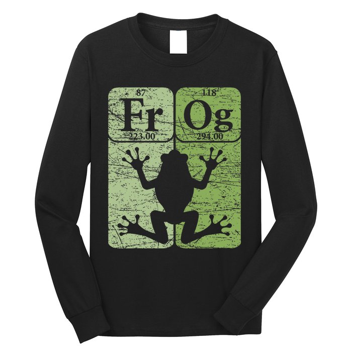 Frog Periodic Table Elements Herpetologist Frog Lover Retro Long Sleeve Shirt