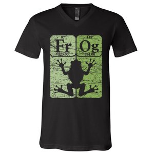 Frog Periodic Table Elements Herpetologist Frog Lover Retro V-Neck T-Shirt