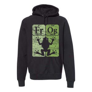 Frog Periodic Table Elements Herpetologist Frog Lover Retro Premium Hoodie